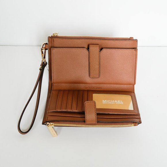 Michael Kors JST Double Zip Leather Wallet Brown - Picture 6 of 9